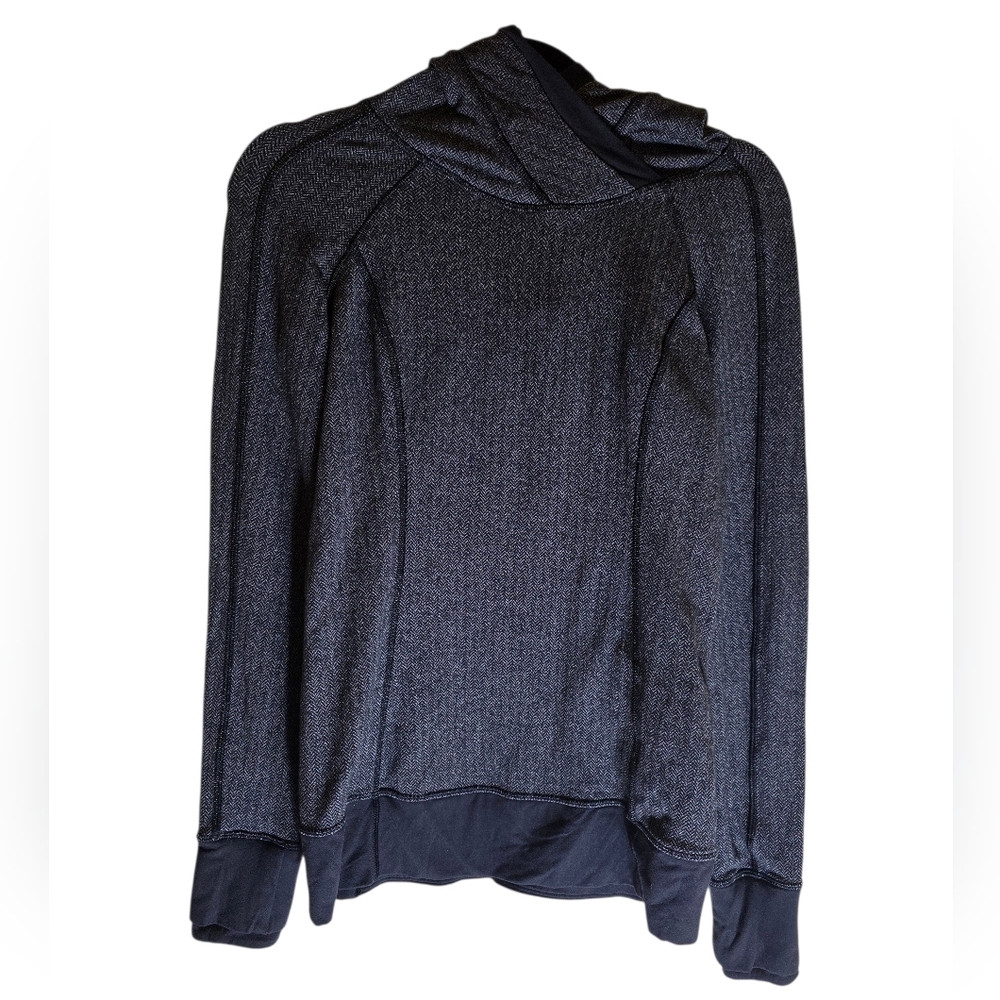 LULULEMON Think Fast Black and Gray Herringbone Hoodie - Size 4